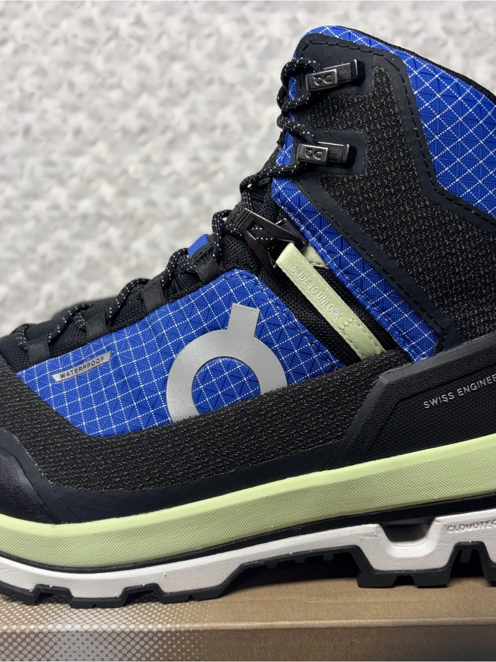 On Cloud OC cloudalpine waterproof trekking women 8 new in box blue & lime